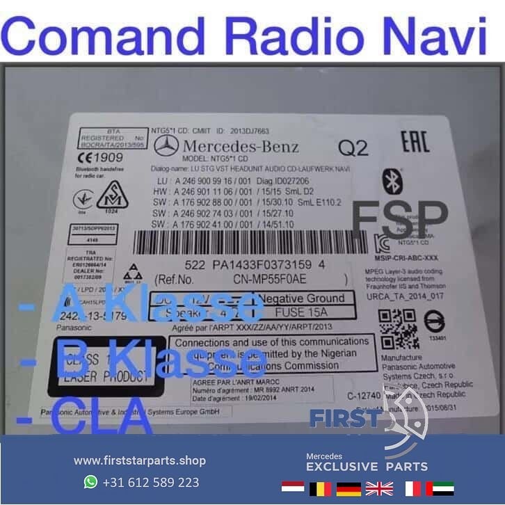 W176 Facelift Comand Radio Mercedes A Klasse Facelift NTG 5, Ophalen of Verzenden, -, -, -
