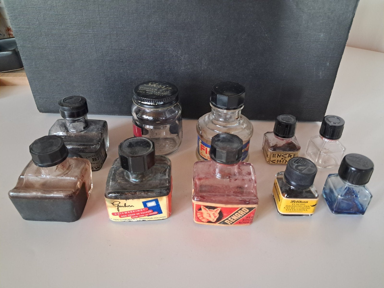 retro inktpotjes in glas 10stuks, Ophalen of Verzenden