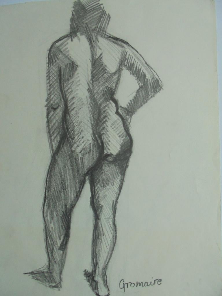 Marcel Gromaire  1892 - 1975  Tekening  Staand Naakt, Verzenden