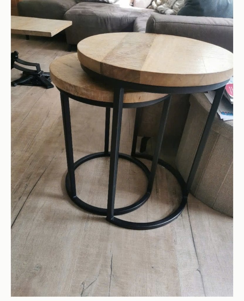 Bijzettafel/slaapbank nachtkastje/uitschuifbare tafels, Ophalen, Zo goed als nieuw, Rond