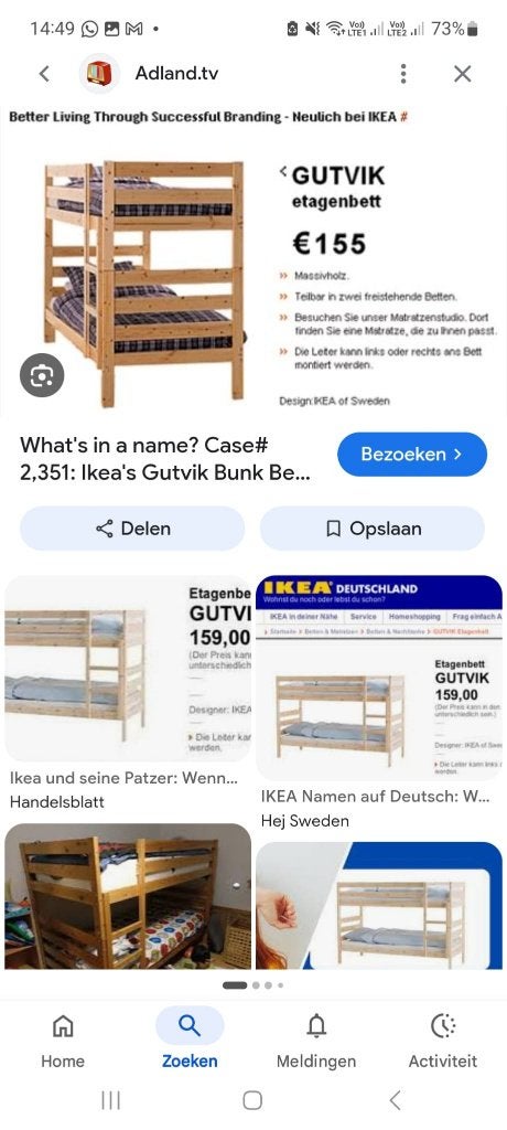 IKEA - GUTVIK | Stapelbed hout | 80x200, Ophalen, Gebruikt, Stapelbed