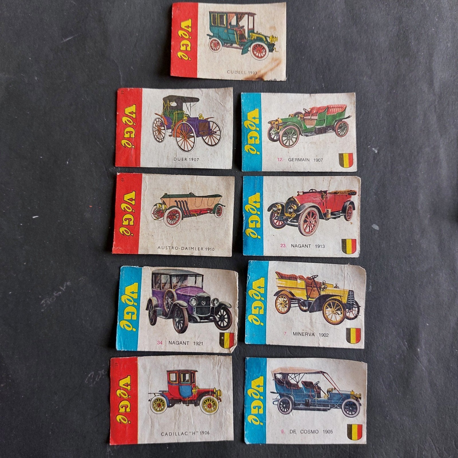 9 oude luciferetiketten: auto's jaren 1900, Ophalen of Verzenden