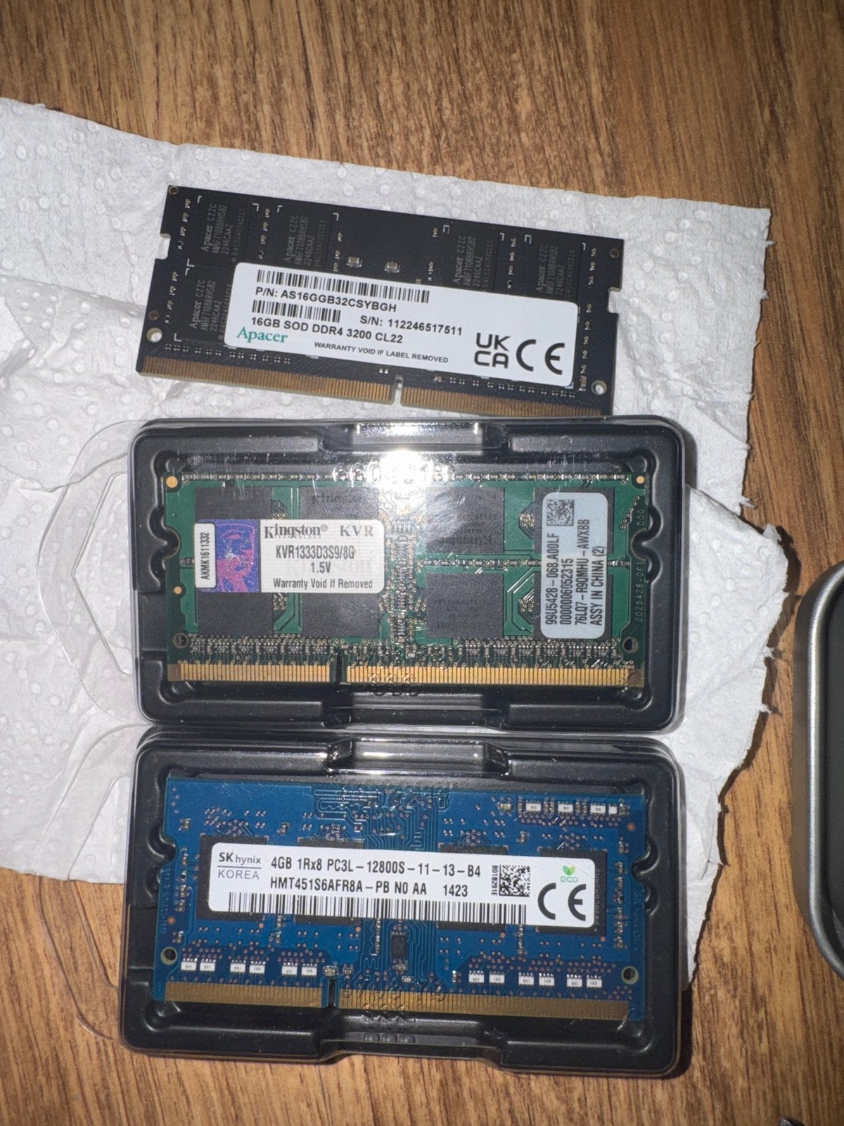 3 Ram (16gb, 8gb, 4gb), Computers en Software, RAM geheugen, Ophalen, DDR4, Zo goed als nieuw, Laptop