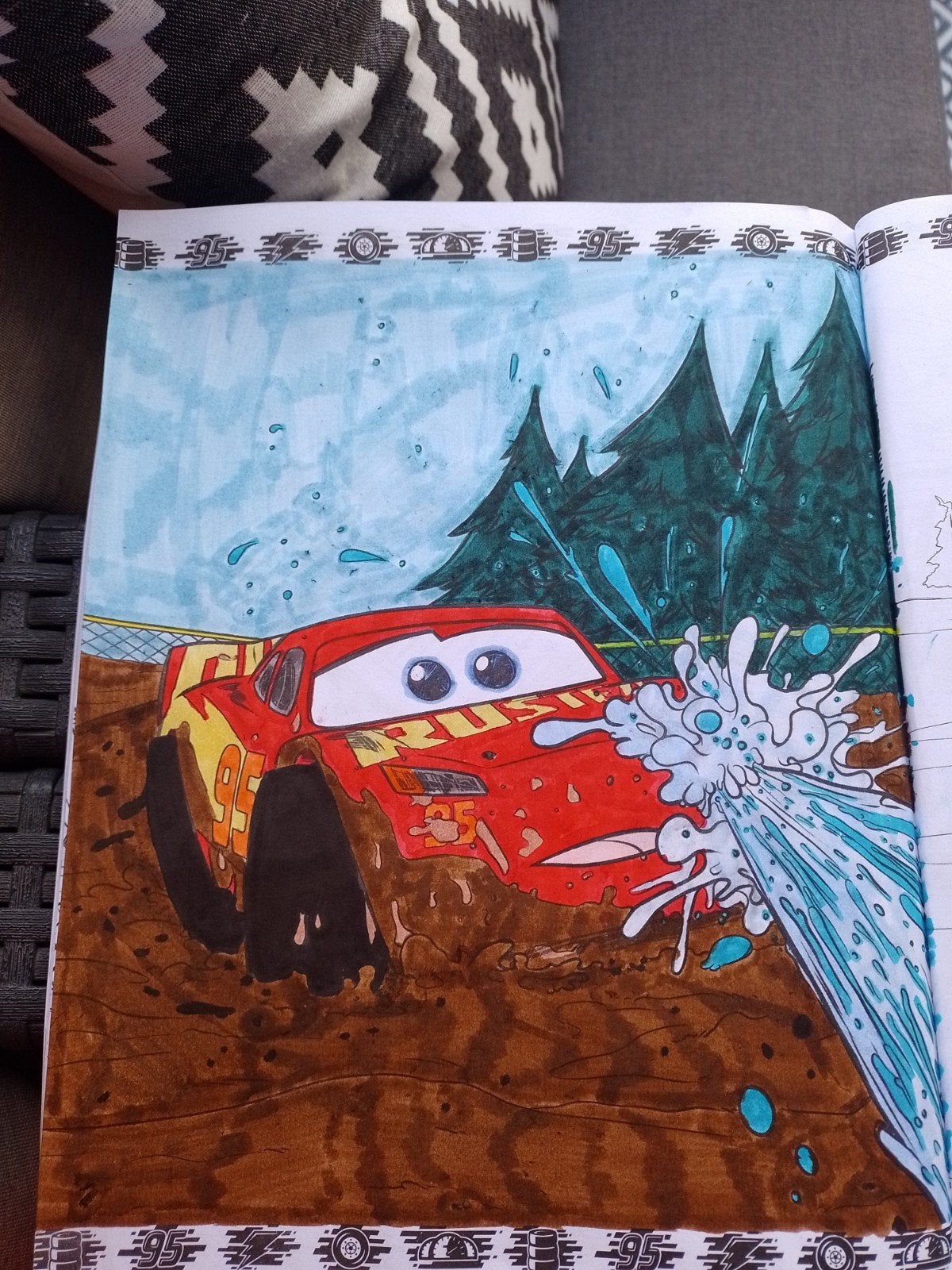 Cars kunst gemaakt met speciale stiften.(te ruil), Ophalen