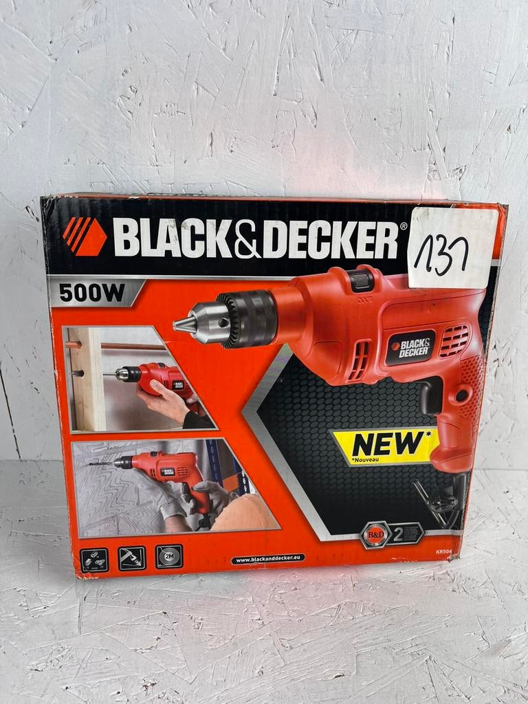 Perceuse à percussion BLACK+DECKER 500W — NEUVE, Neuf, 400 à 600 watts, Enlèvement ou Envoi, .