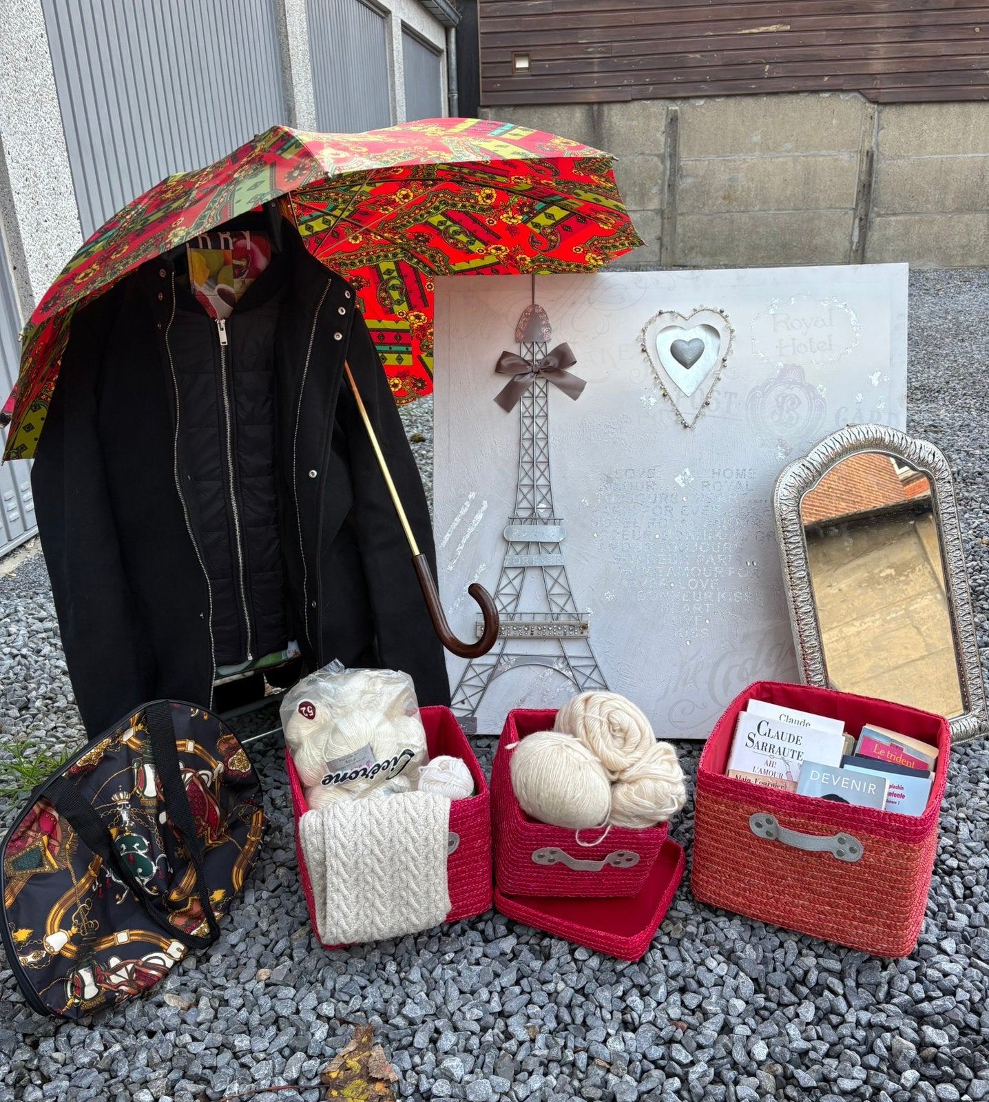 Manteau, parapluie, sacs, laine, livres et décoration, Diversen, Ophalen, Zo goed als nieuw