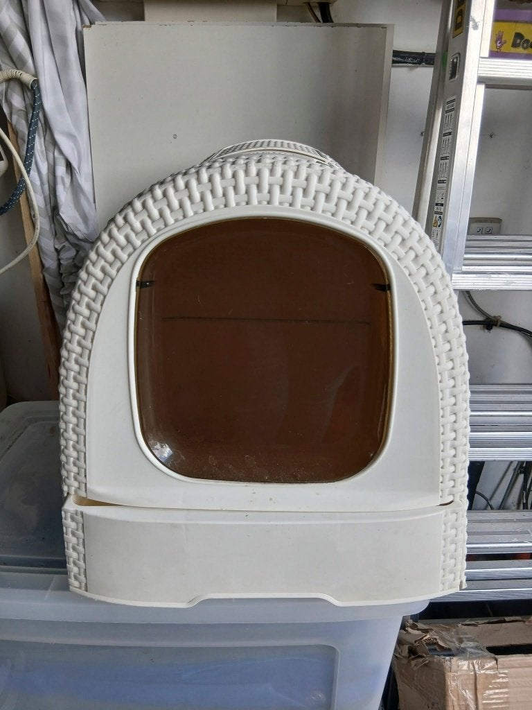 litière fermée avec tiroir et panier pour chat, Ophalen