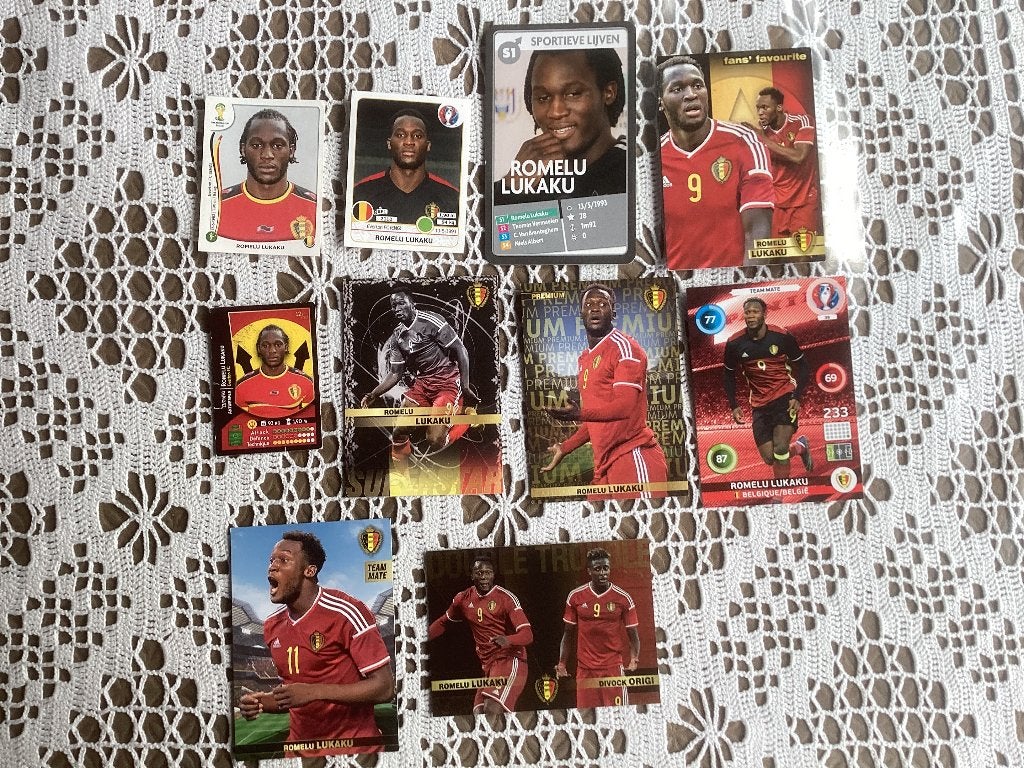 10 prenten chromos stickers voetbal ROMELU LUKAKU, Ophalen of Verzenden, Gebruikt