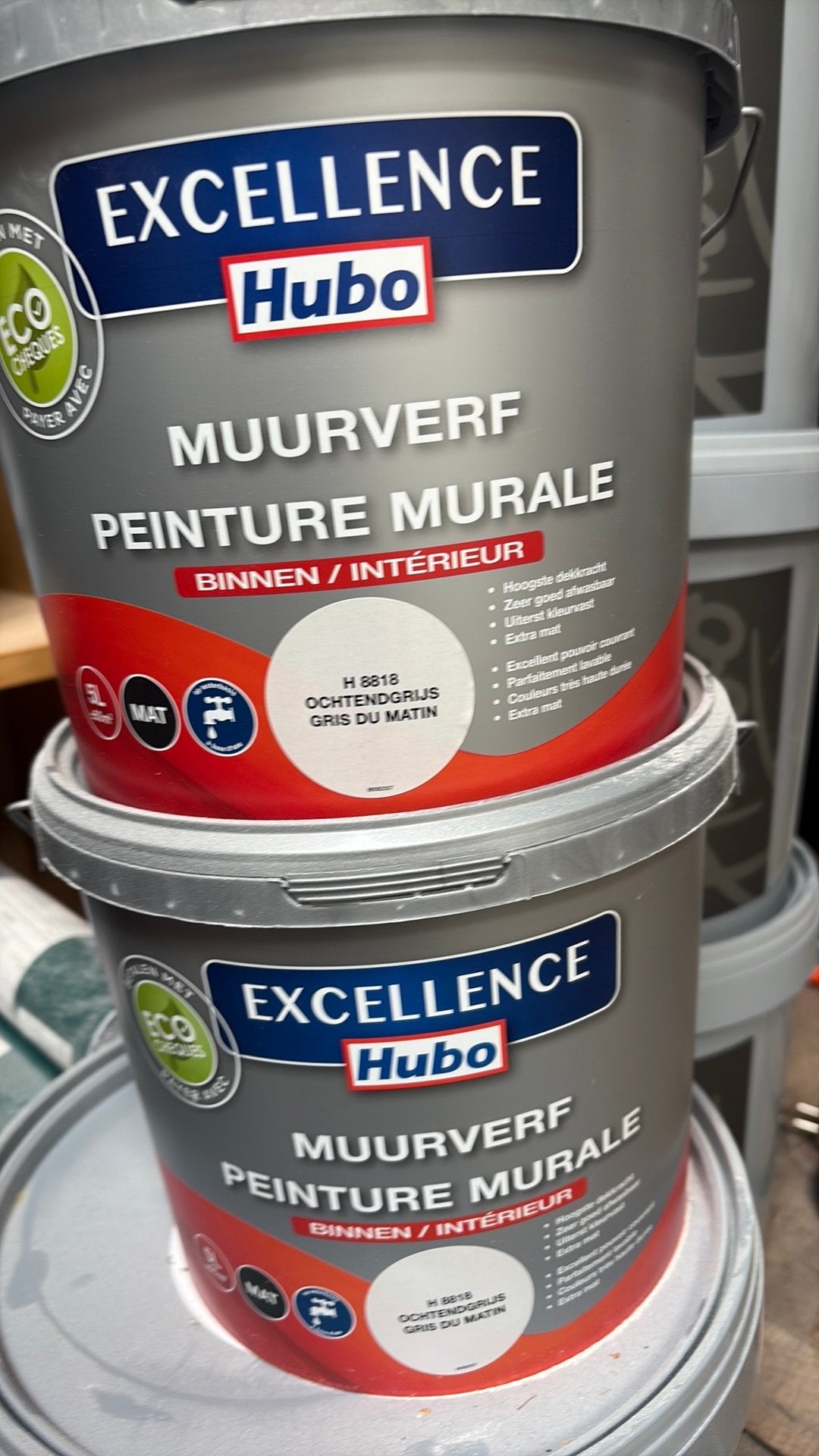 2 potten van 5 l muurverf, Ophalen, 5 tot 10 liter, Nieuw, Verf