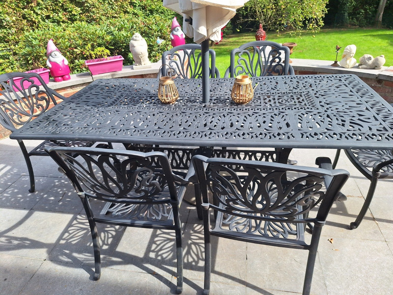 magnifique table et ses 6 chaises, Jardin & Terrasse, Aluminium, Comme neuf, Sets de jardin, Enlèvement