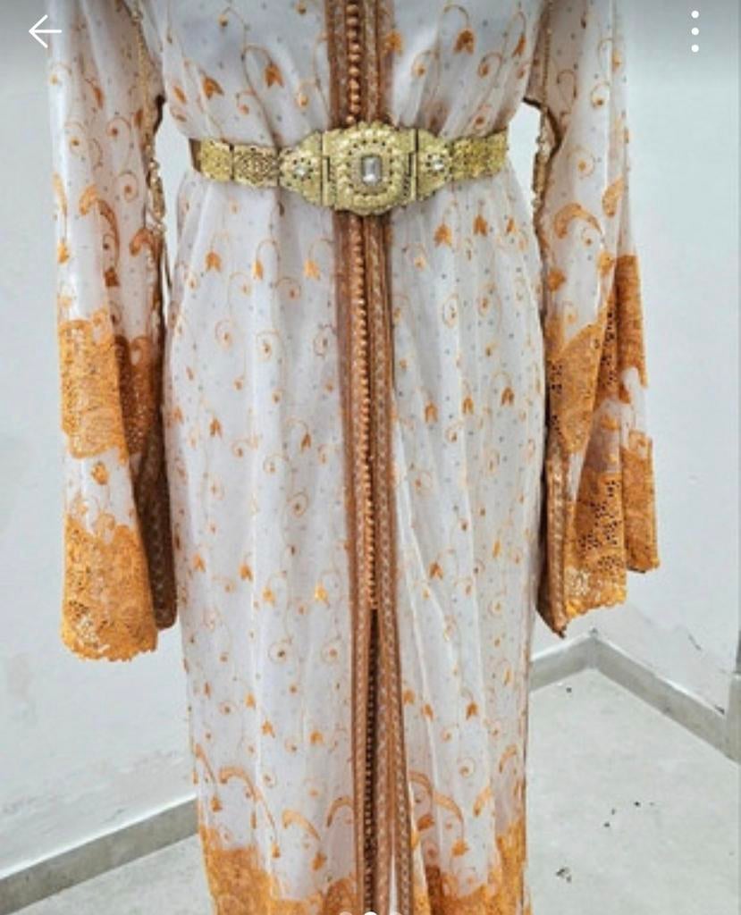 Abaya kaftan avondjurk, bruidsamis takchita, Kleding | Dames, Overige typen, Wit, Maat 42/44 (L), Ophalen of Verzenden