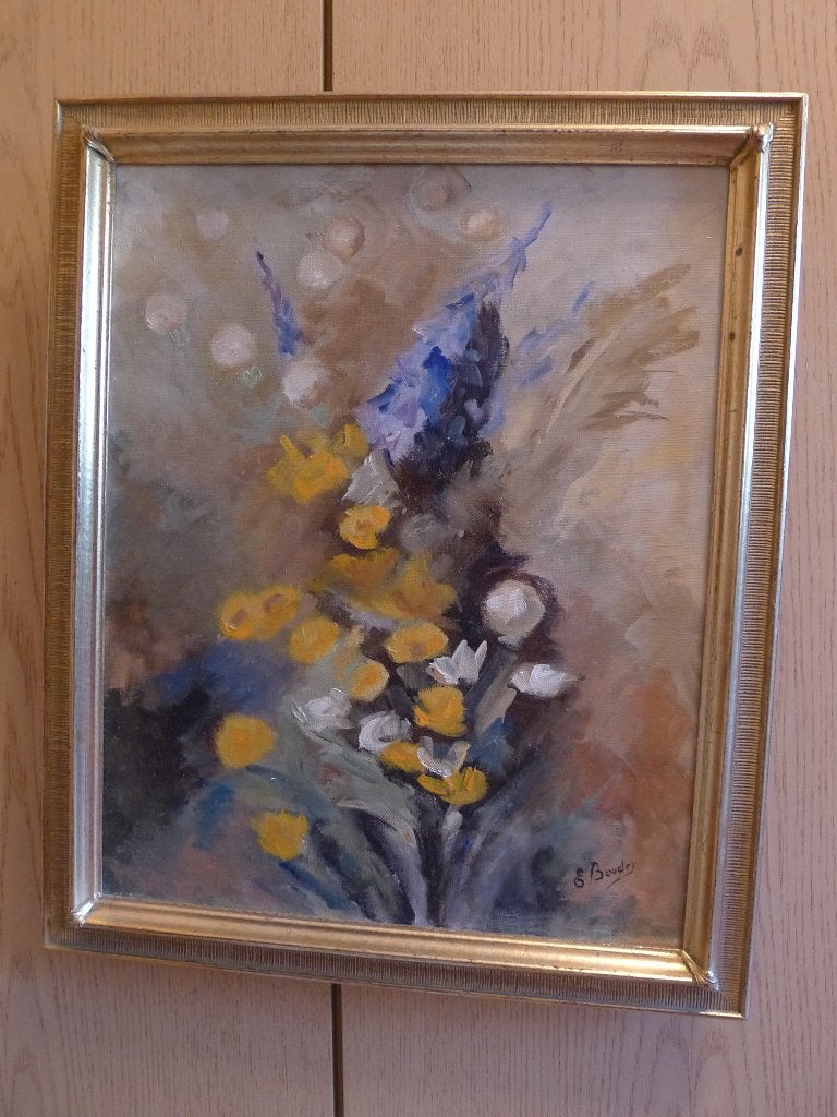 Olieverf op doek prachtig boeket S.BOUDEY, Antiek en Kunst, Kunst | Schilderijen | Klassiek, Doek, Olieverf, Gesigneerd, Ophalen
