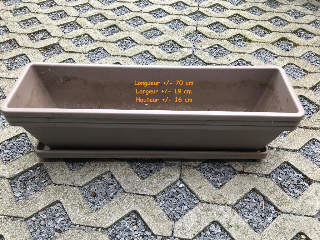 3 Bacs à fleurs rectangulaires à donner, Moins de 30 cm, Enlèvement, Utilisé, Intérieur