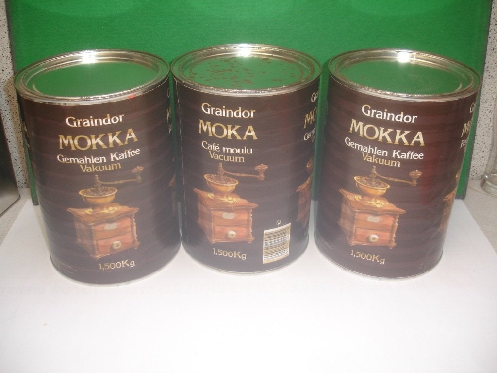 Oude lege blikken van Graindor Koffie, Verzamelen, Blikken, Ophalen of Verzenden, Gebruikt, Koffie