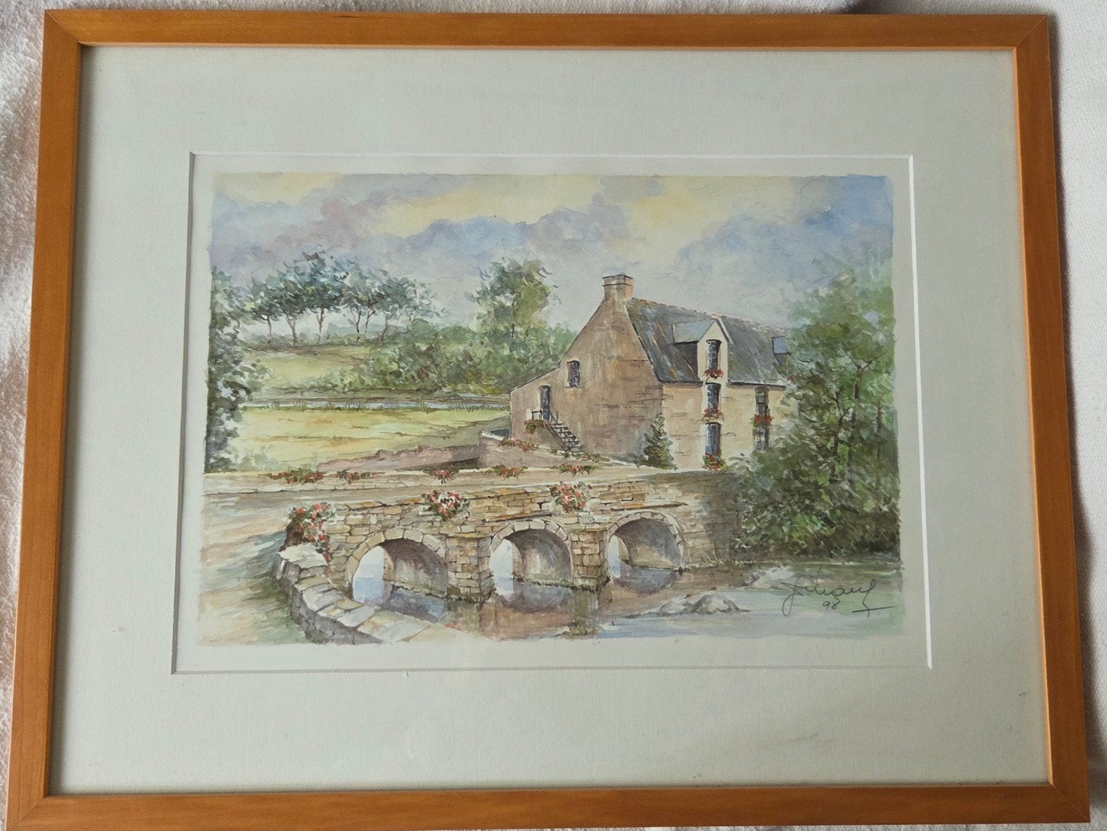 aquarelle Pont de Pierre 35x45, Enlèvement, Aquarelle