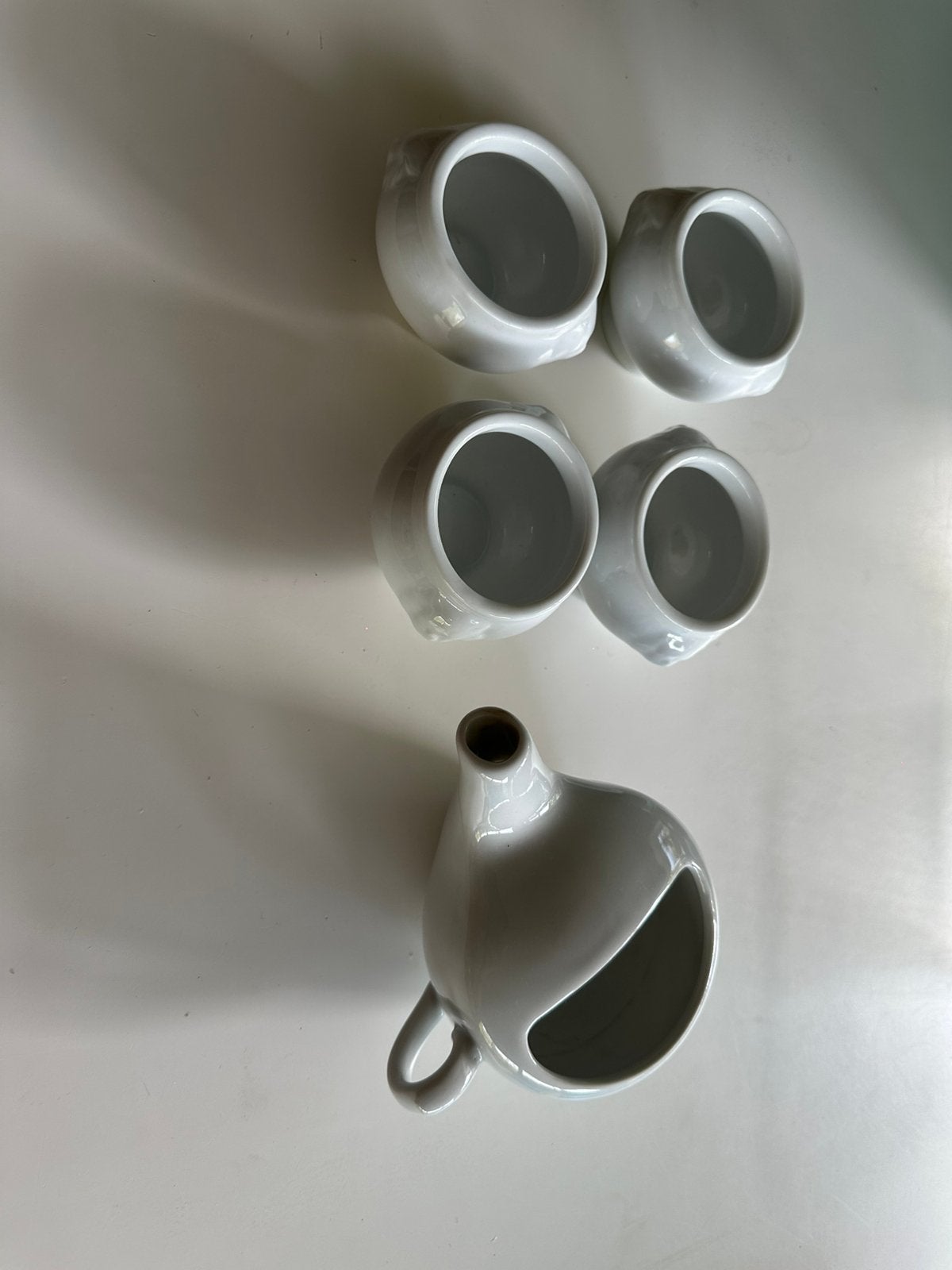 Ensemble de pots à sauce avec pichet, Enlèvement ou Envoi, Comme neuf, Pierre/céramique, Blanc