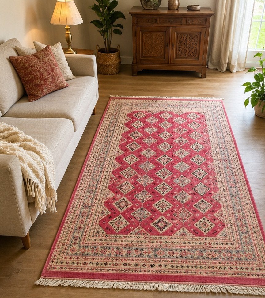 Handgeknoopt Oosters wollen tapijt 206x99 cm, Ophalen of Verzenden, Roze