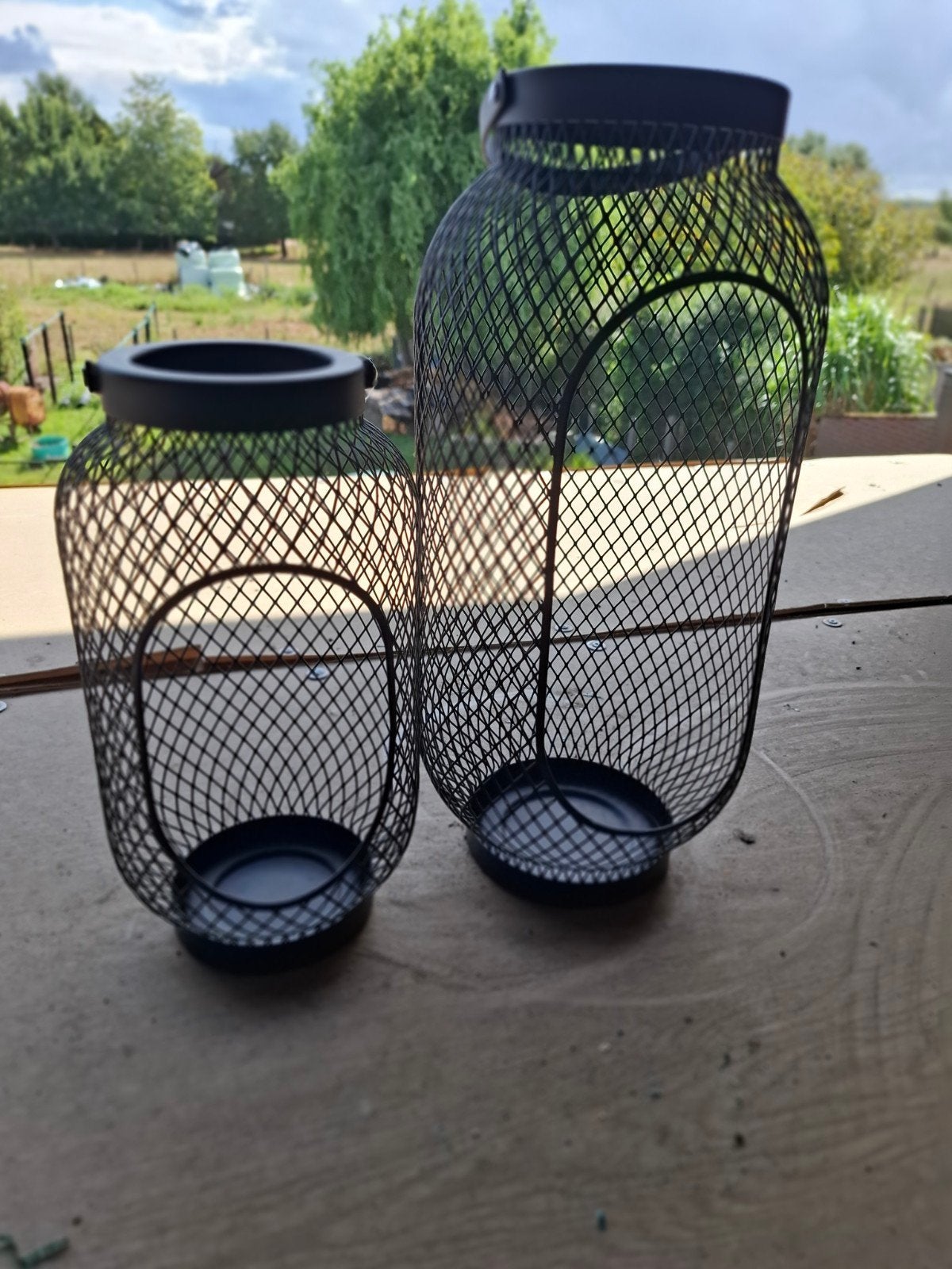 Set van 2 IKEA BERGGRAN lantaarns / windlichten (zwart), Tuin en Terras, Ophalen, Metaal, Binnen