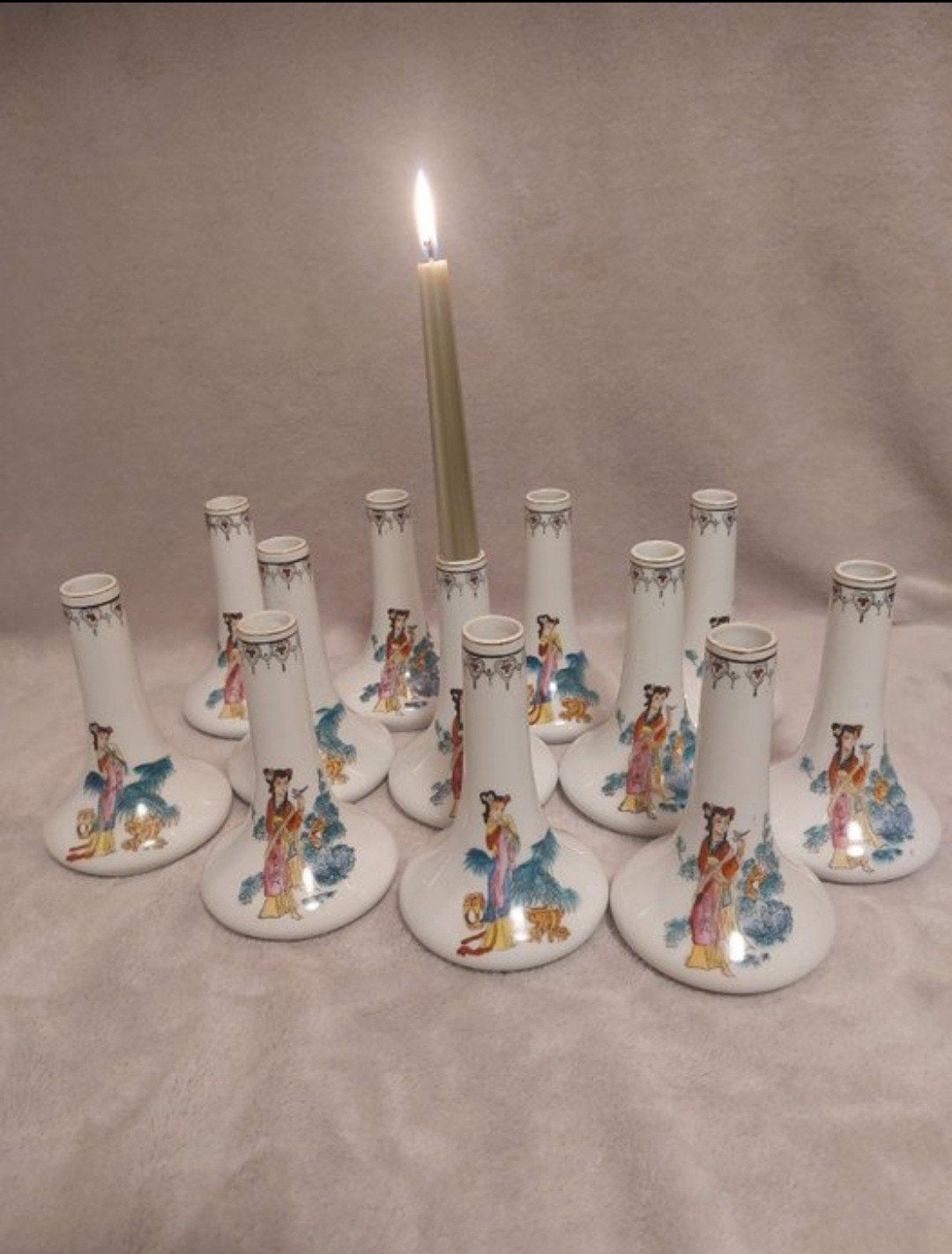 12 chinese vaasjes of kandelaars, Ophalen of Verzenden