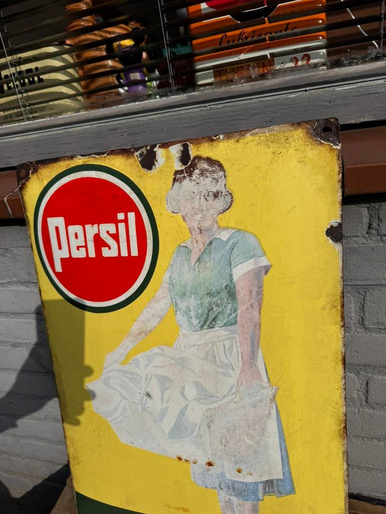Persil was oud emaille reclamebord, Ophalen of Verzenden