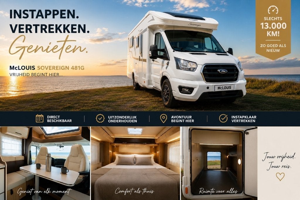 McLouis Sovereign 481G Ford  170 PK Automaat - 13.000 km !, Caravans en Kamperen, Mobilhomes, Particulier, tot en met 4, Half-integraal