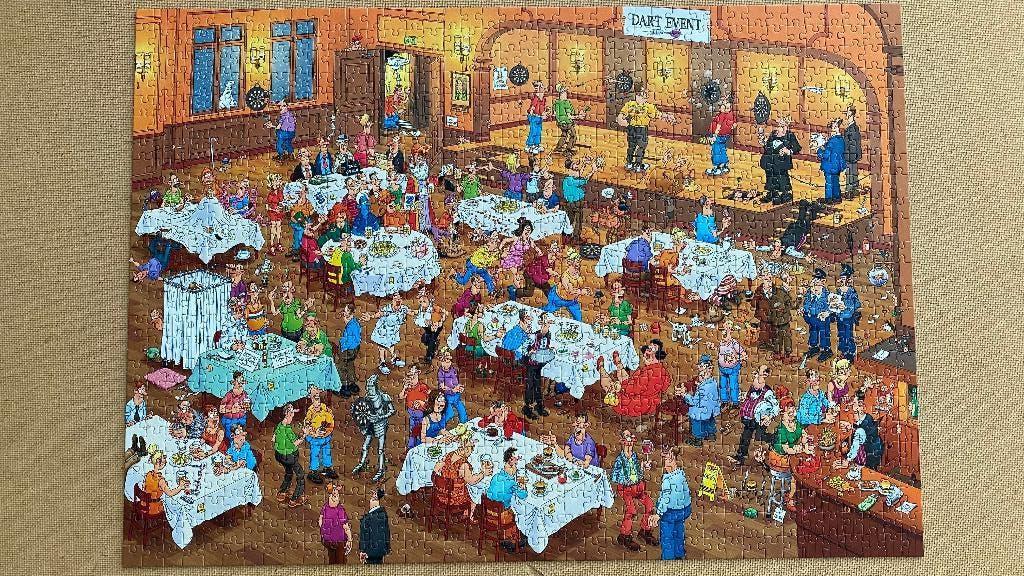 puzzel Jan Van Haasteren - 1000 st - Darts, Hobby en Vrije tijd, Ophalen of Verzenden, 500 t/m 1500 stukjes, Zo goed als nieuw