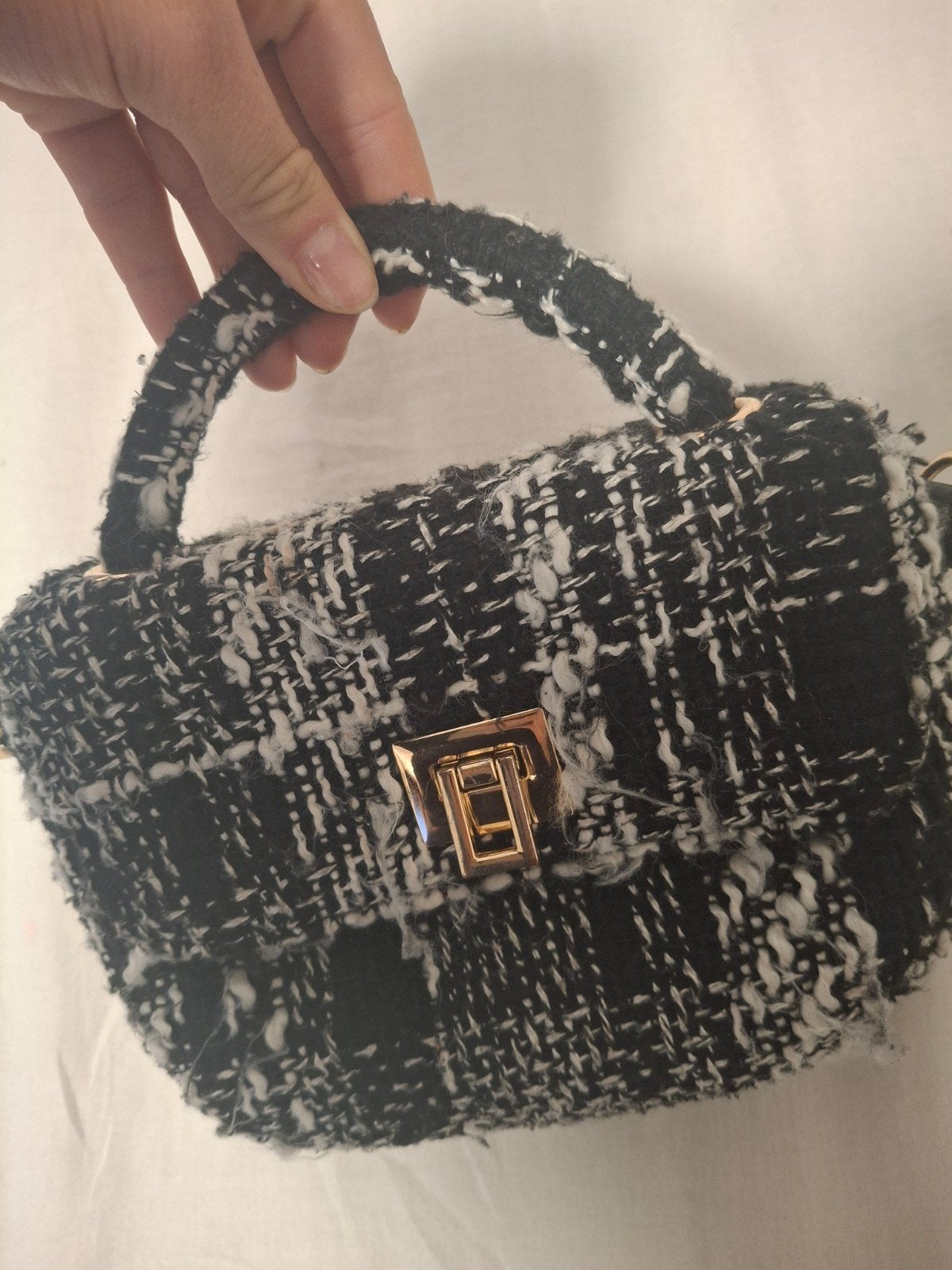 Leuk klein zwart wit handtasje. (Zwart-wit), Bijoux, Sacs & Beauté, Enlèvement, Utilisé, Noir, Sac de soirée