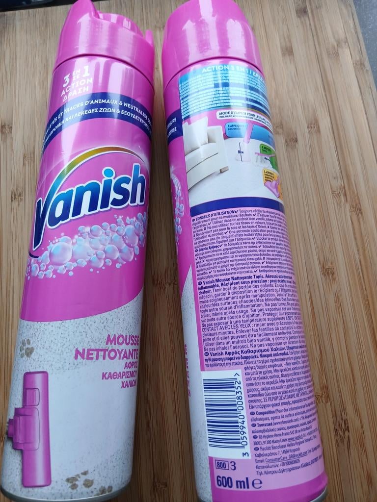 NIEUWE NIET GEBRUIKTE 2 VANISH ONDERHOUDSSCHUIM SPUITBUSSEN, Ophalen of Verzenden