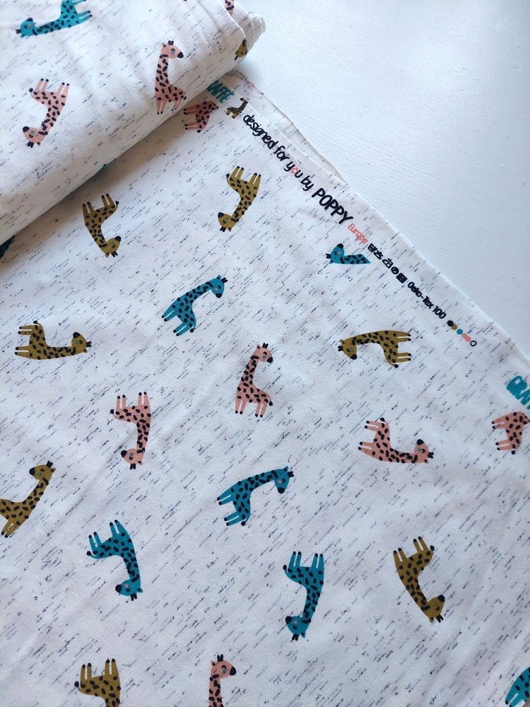 5643) 1,5 mètre tricot de coton girafe écru, Neuf, Enlèvement ou Envoi, Coton, 30 à 200 cm