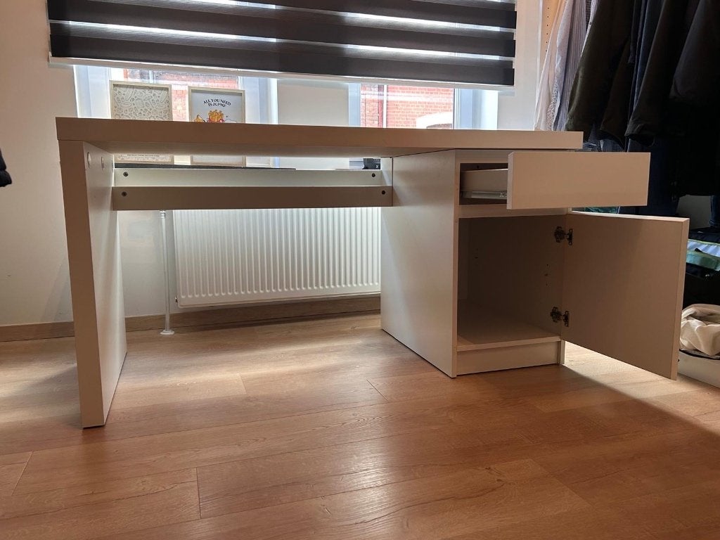 Bureau blanc IKEA, Classique, 65 cm, Comme neuf, Enlèvement