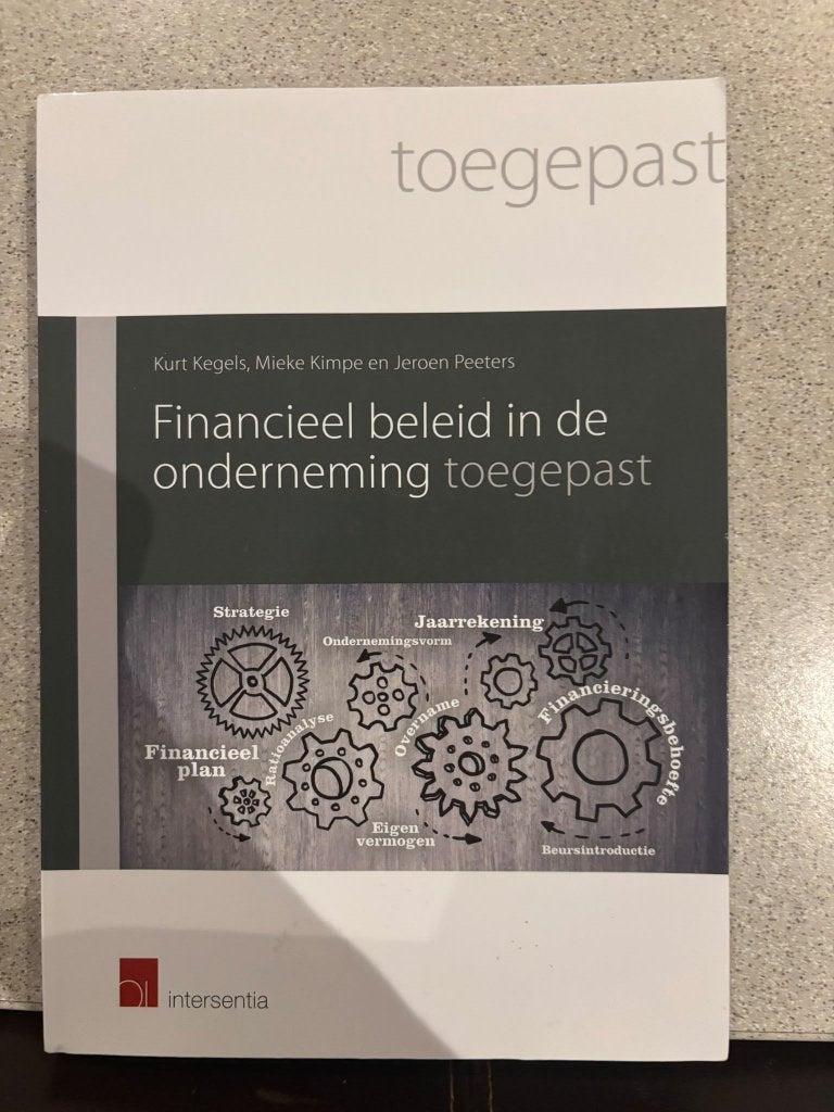 Financieel beleid in de onderneming toegepast, Boeken, Gelezen, Hogeschool, Gamma, Intersentia