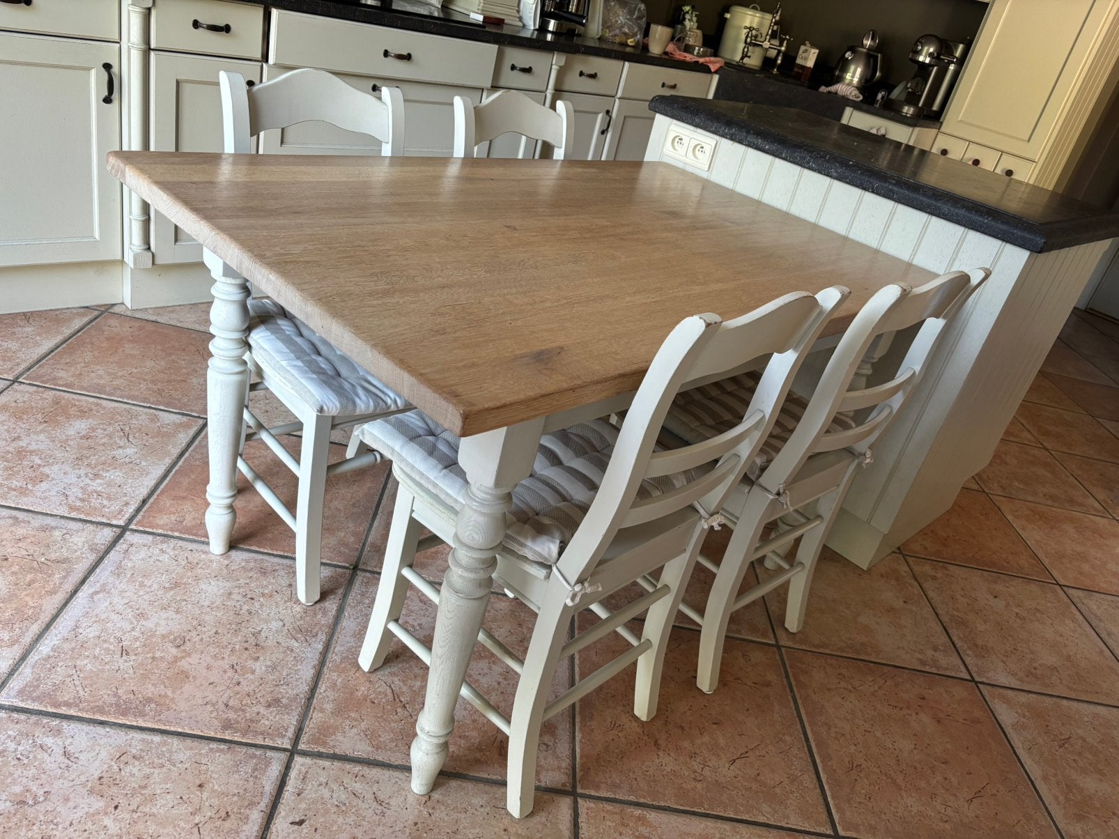 Eiken tafel en stoelen, Ophalen, 100 tot 150 cm, Eikenhout, 50 tot 100 cm