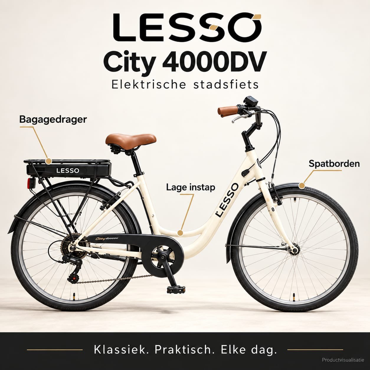 Elektrische fiets lage instap | LESSO City 4000DV, Envoi, Neuf, 30 à 50 km par batterie