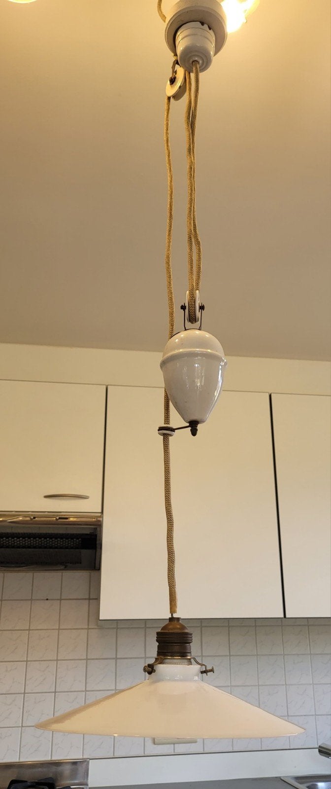 Authentieke 40 jaar oude porseleine hanglamp!, Ophalen, Gebruikt, Keramiek