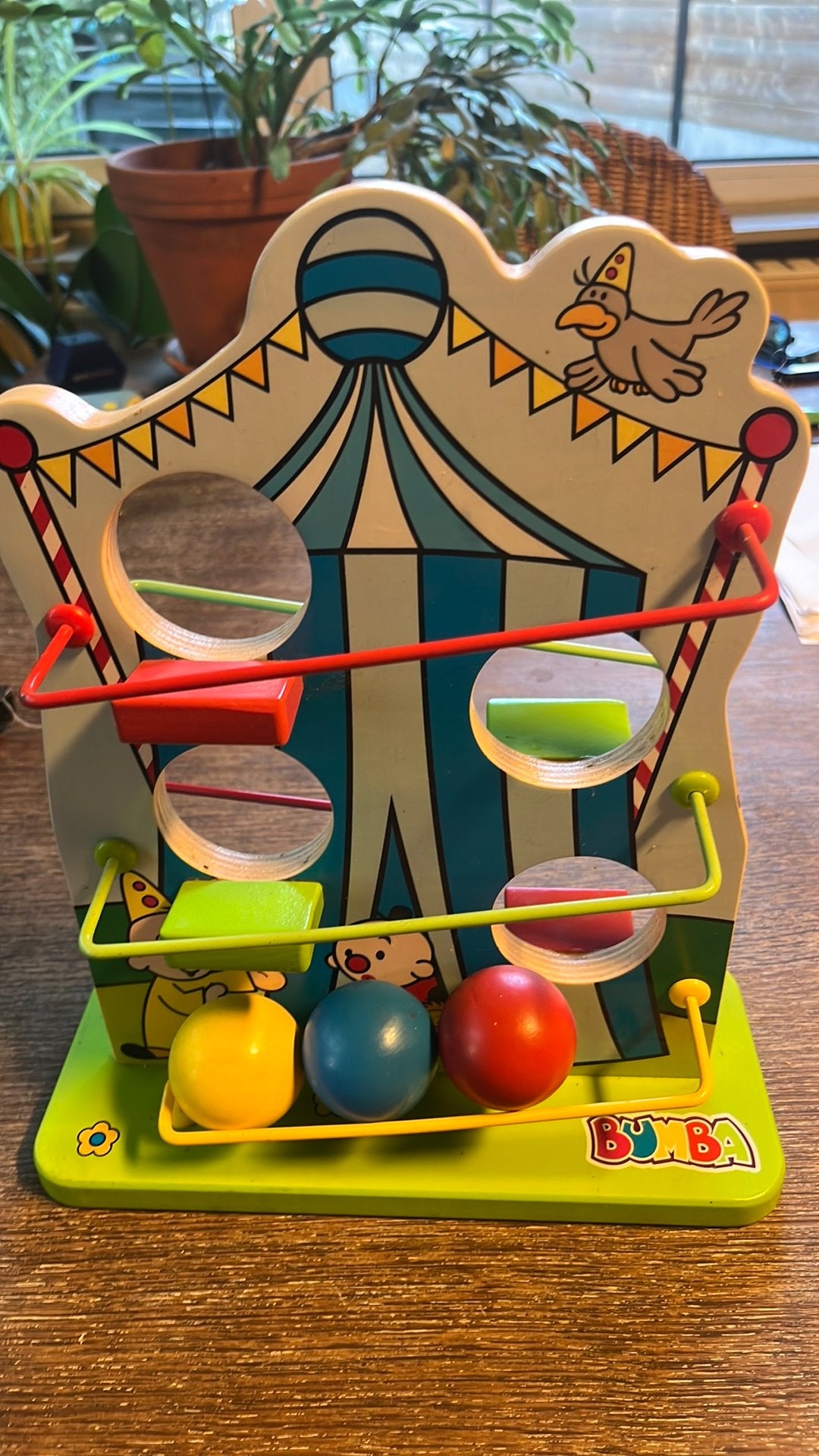 Bumba Houten Circusbaan / Ballenbaan met Vormen, Ophalen of Verzenden, Zo goed als nieuw