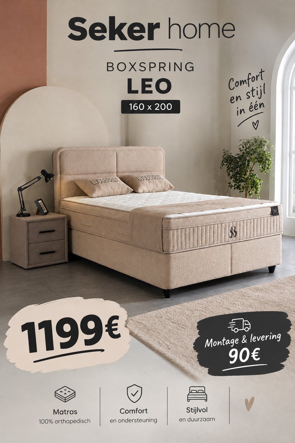160x200 boxspring, Huis en Inrichting, Verzenden, 160 cm, Nieuw, Tweepersoons