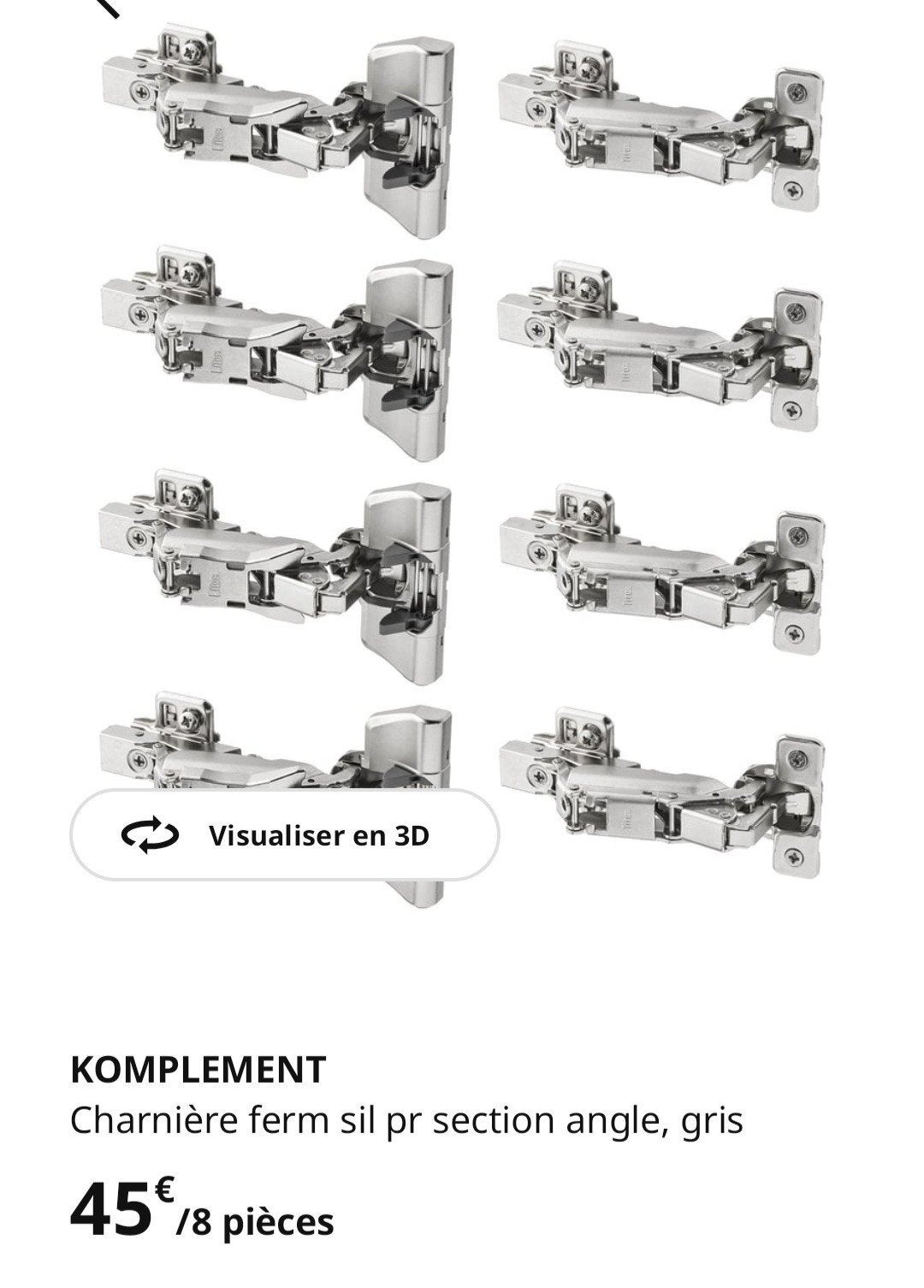ikea komplement charnières avec amortisseur pour angle., Autres marques, 1 bracelet à breloques, Comme neuf, Enlèvement