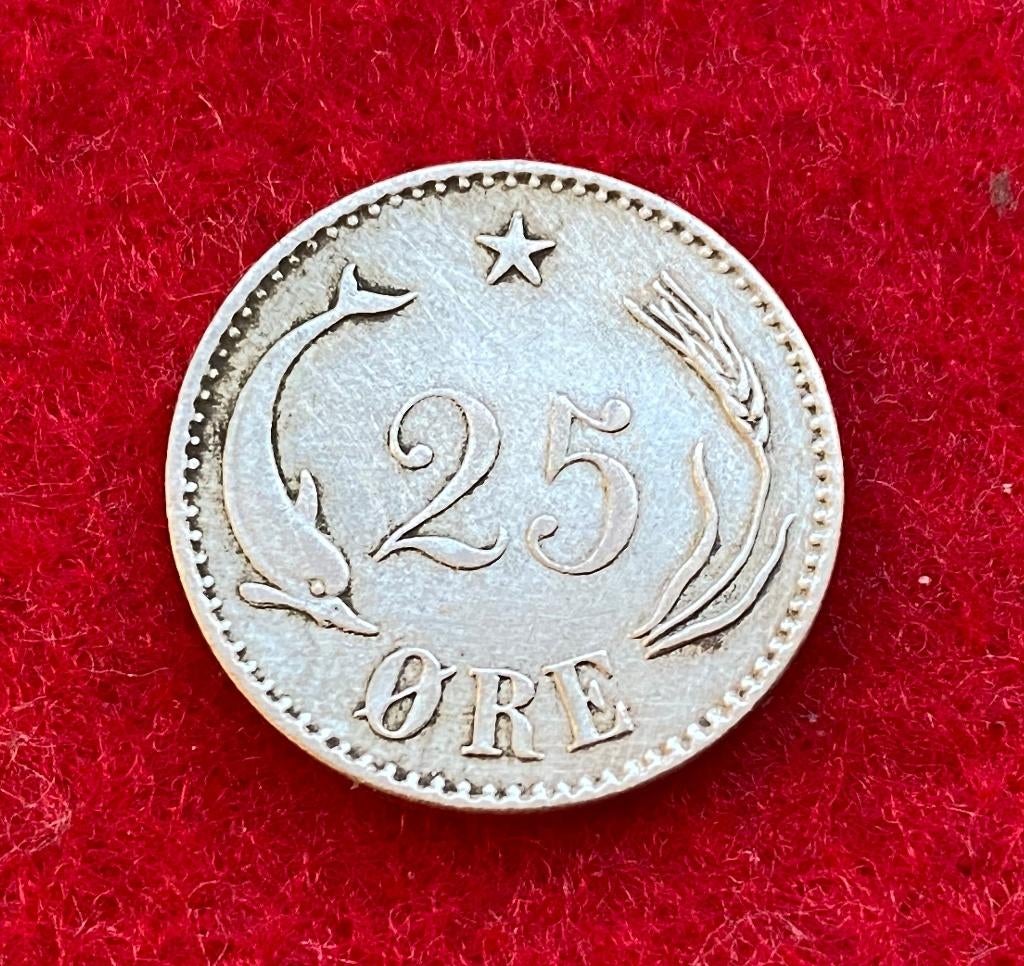 Zilveren munt 25 ORE CS Denemarken 1874, Ophalen of Verzenden, Zilver