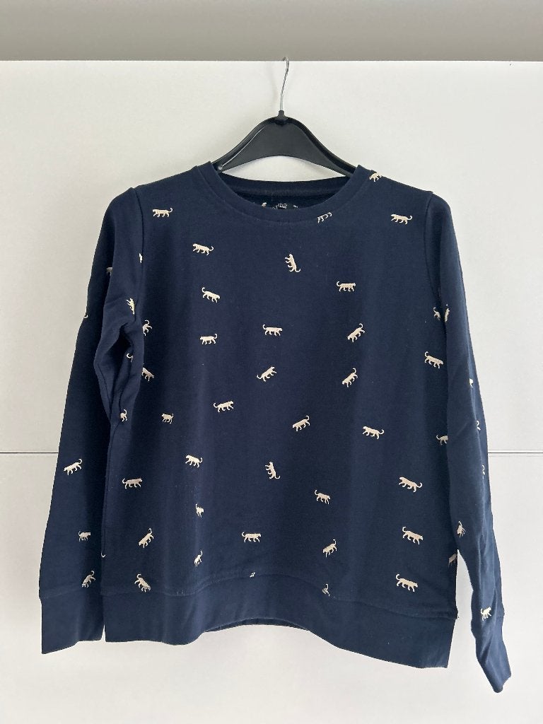 Bel & Bo donkerblauwe trui met tijgers, Taille 42/44 (L), Enlèvement ou Envoi, Bel & Bo, Porté