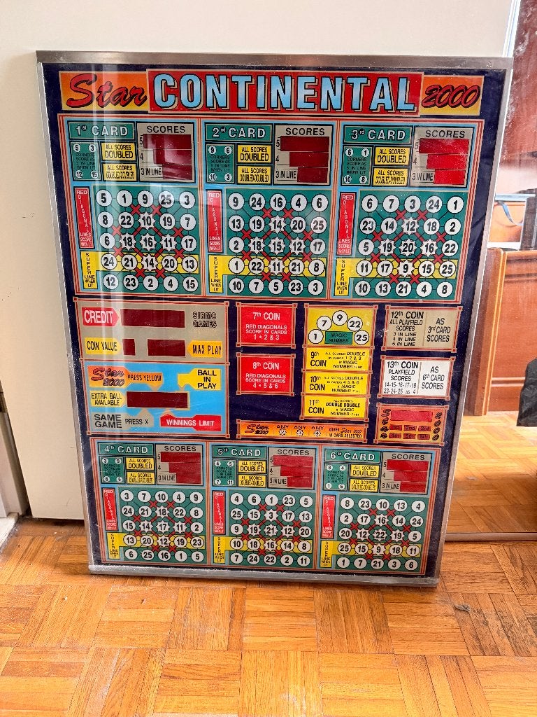 Set van 4 gezeefdrukte glazen voor Sirmo bingo-flipperkasten, Ophalen