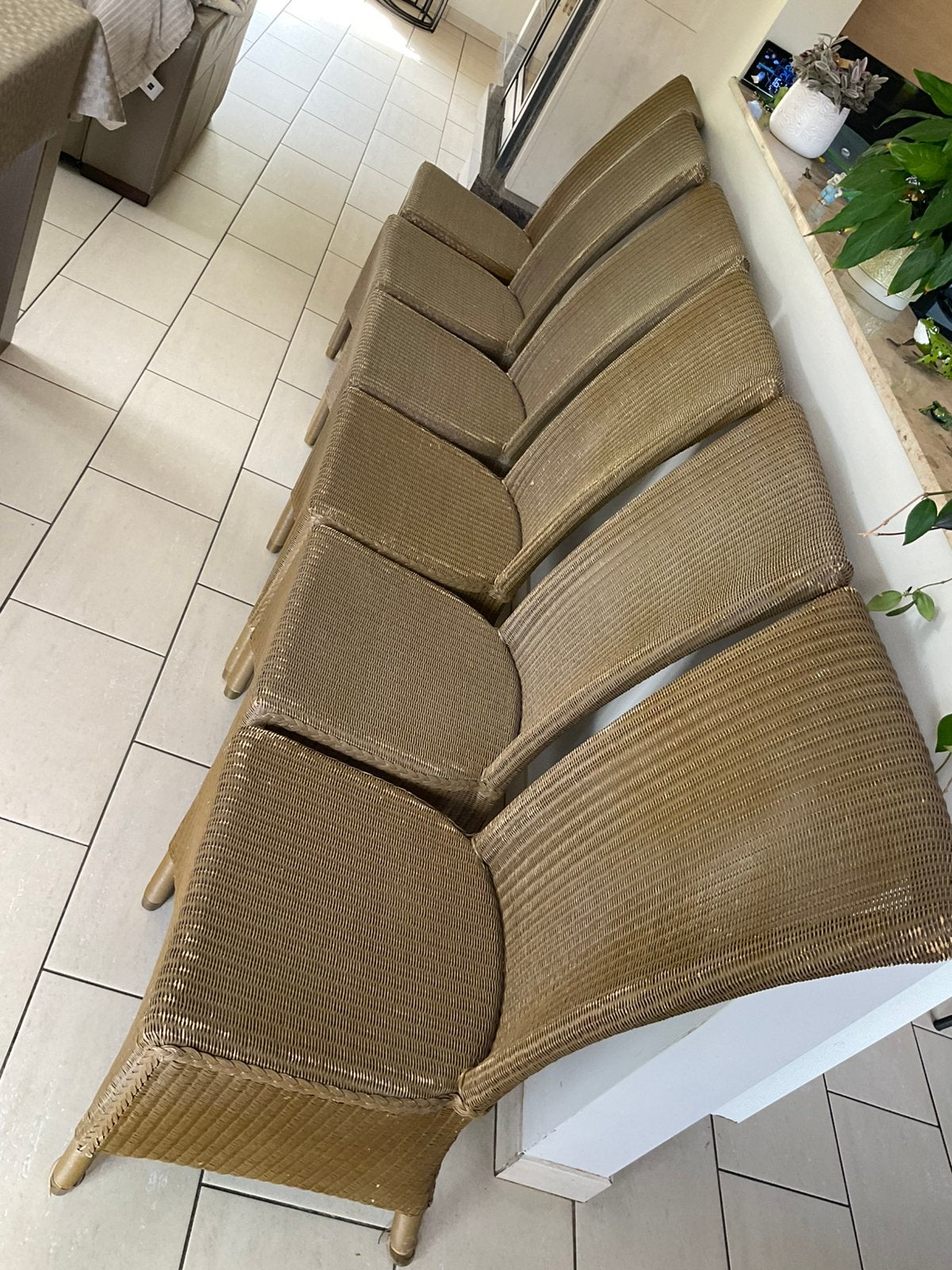 6 eetkamerstoelen riet, Ophalen