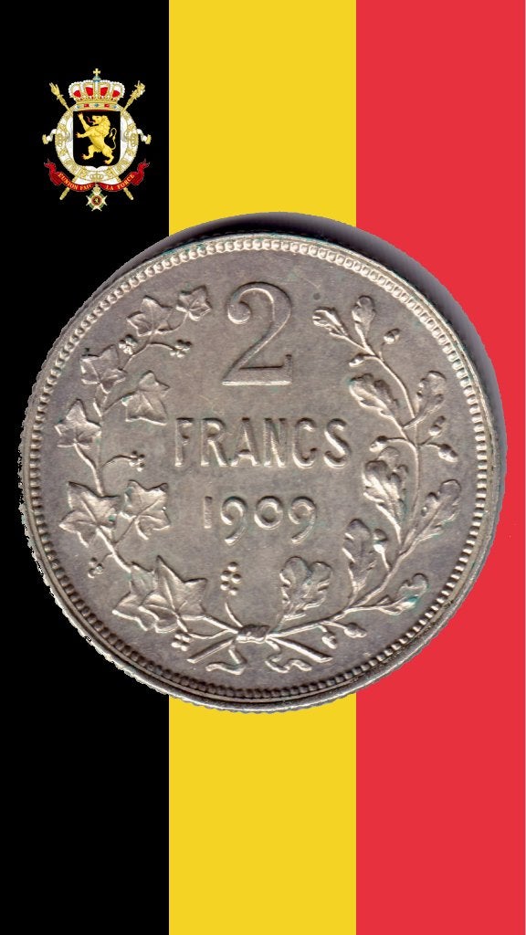 2 francs 1909 FR (point) - Léopold II (qualité !), Monnaie en vrac, Argent, Argent, Envoi