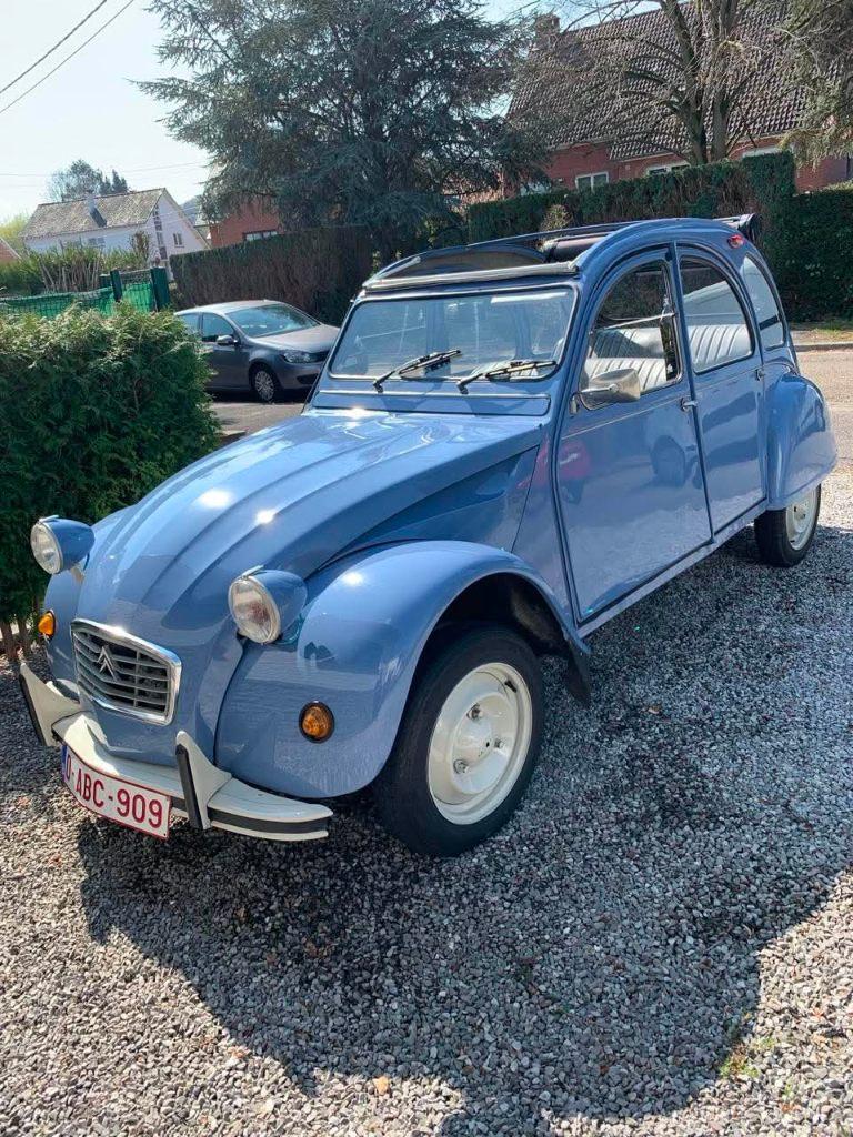 CITROEN 2CV, Auto's, Oldtimers, Particulier, Citroën, Benzine, Cabriolet, 4 deurs, Handgeschakeld, Blauw, Blauw, Kunstmatig leder