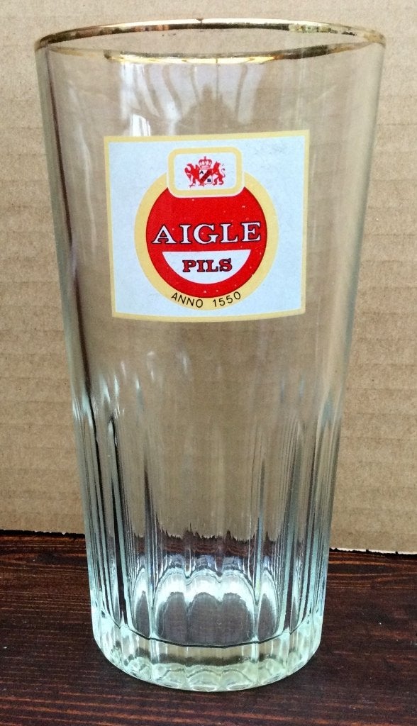 Bier brouwerij Bab Aigle belgica goudboord Brugge, Verzamelen, Glas en Drinkglazen, Ophalen of Verzenden, Zo goed als nieuw
