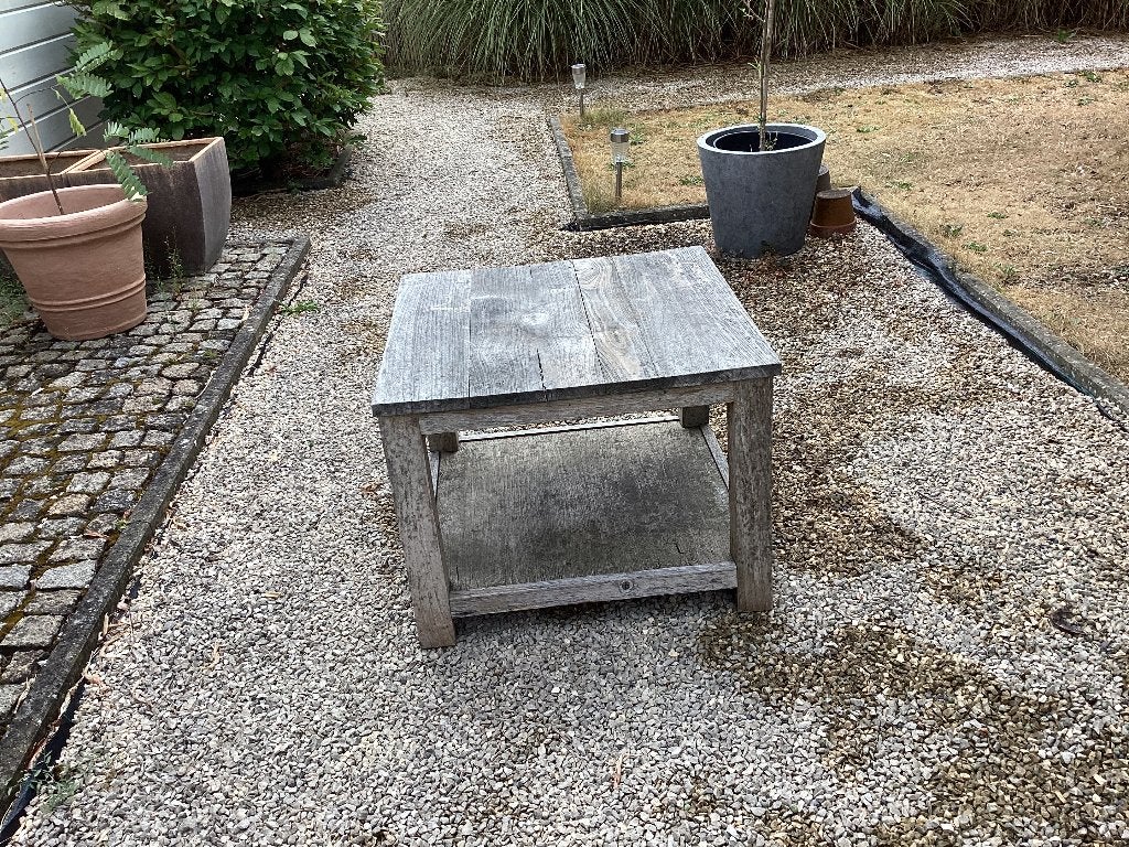Tafel in teakhout, Tuin en Terras, Tuintafels, Ophalen, Gebruikt, Vierkant, Teakhout