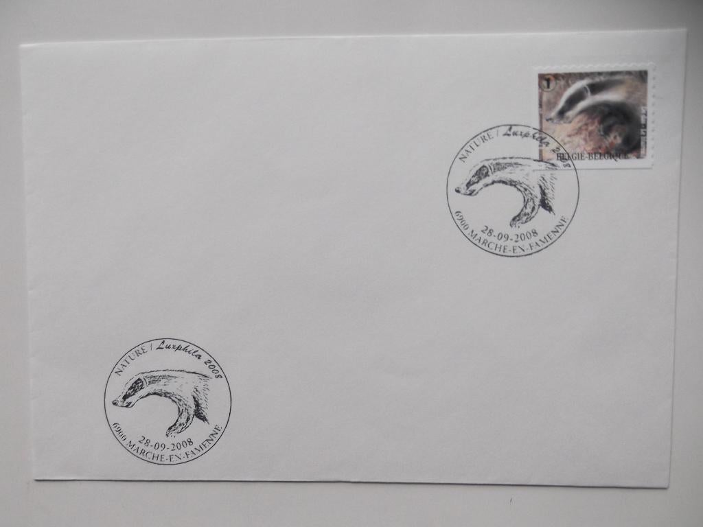 FDC 3841  De marterachtigen - Les mustélidés 2008, Enlèvement ou Envoi, Affranchi, Oblitération 1er jour, Avec enveloppe