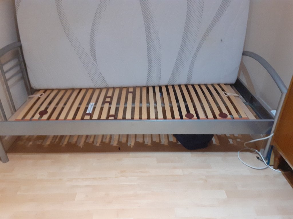 Lit 1 personne complet, 90 cm, Gris, Enlèvement, Moderne