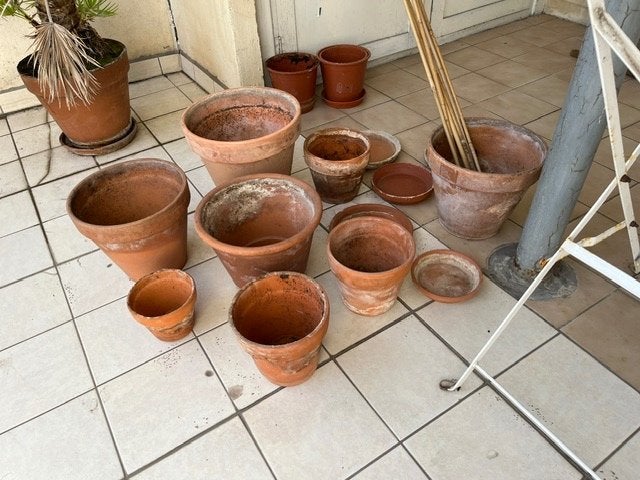 Bloempotten & schaaltjes (terracotta), Jardin & Terrasse, Rond, Enlèvement, Utilisé, Intérieur