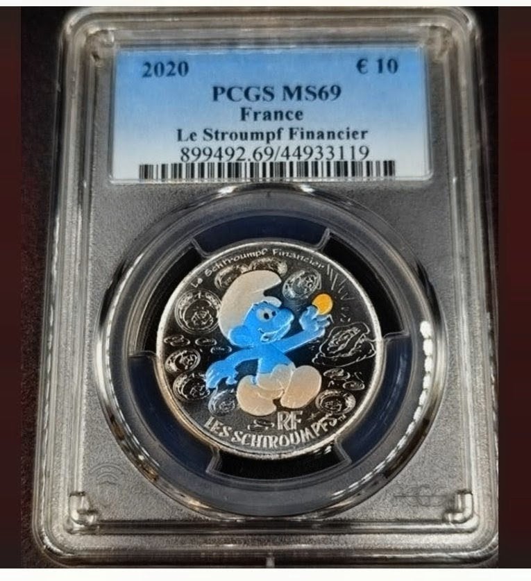 Schtroumpf financier | PCGS MS69 Silver, Enlèvement ou Envoi, Argent
