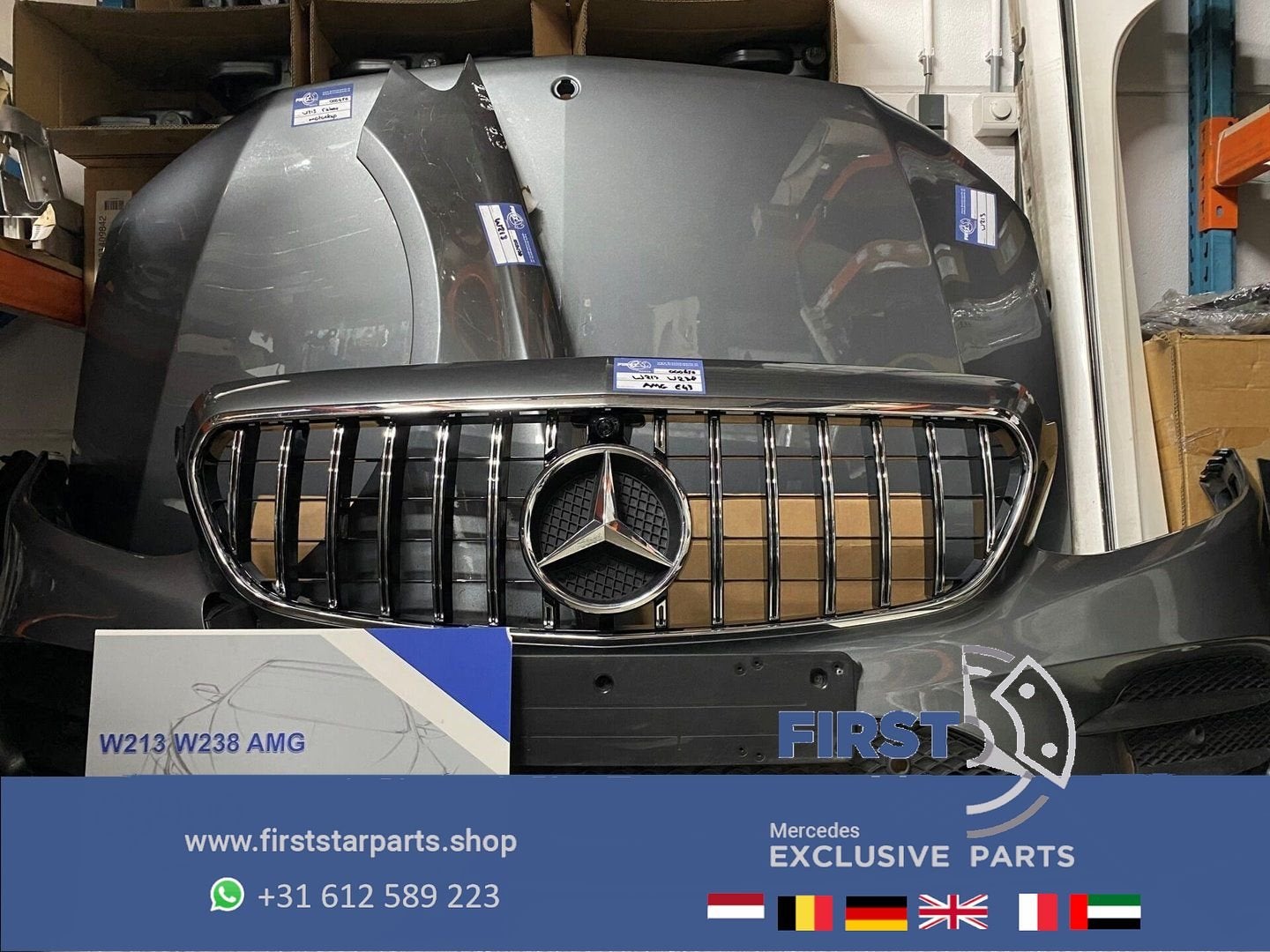 W213 S213 W238 AMG VOORKOP GRIJS COMPLEET Mercedes E Klasse, Auto-onderdelen, Gebruikt, -, Voor, Ophalen of Verzenden